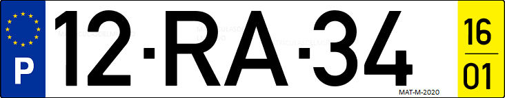 Matrícula de coche de Portugal con matrícula RA