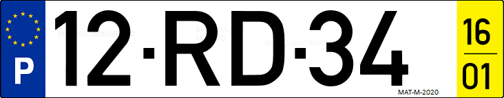 Matrícula de coche de Portugal con matrícula RD