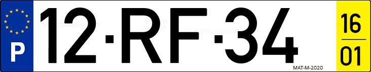 Matrícula de coche de Portugal con matrícula RF