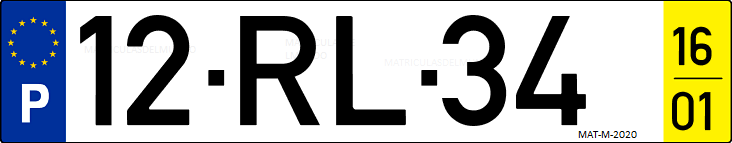 Matrícula de coche de Portugal con matrícula RL
