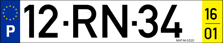 Matrícula de coche de Portugal con matrícula RN