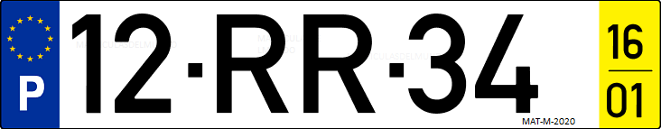 Matrícula de coche de Portugal con matrícula RR
