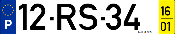 Matrícula de coche de Portugal con matrícula RS