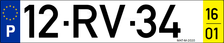 Matrícula de coche de Portugal con matrícula RV