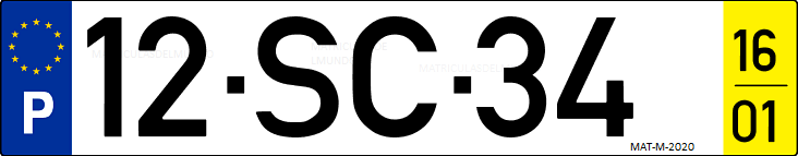 Matrícula de coche de Portugal con matrícula SC