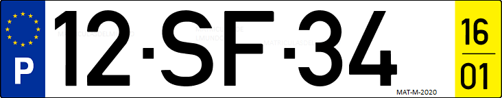 Matrícula de coche de Portugal con matrícula SF