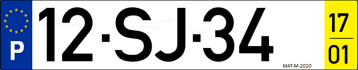 Matrícula de coche de Portugal con matrícula SJ