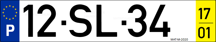 Matrícula de coche de Portugal con matrícula SL