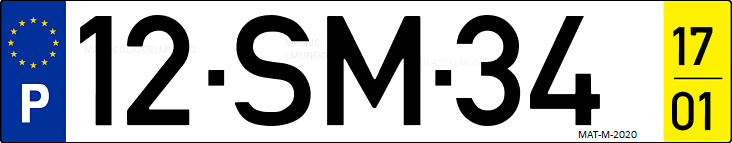 Matrícula de coche de Portugal con matrícula SM