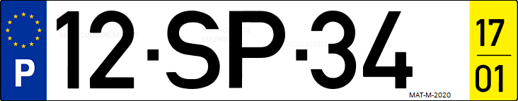 Matrícula de coche de Portugal con matrícula SP