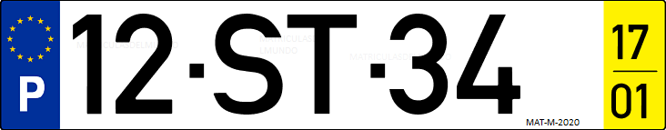 Matrícula de coche de Portugal con matrícula ST