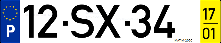 Matrícula de coche de Portugal con matrícula SX
