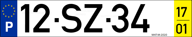 Matrícula de coche de Portugal con matrícula SZ