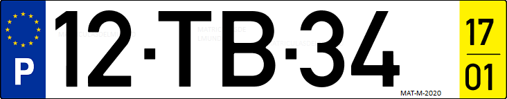 Matrícula de coche de Portugal con matrícula TB