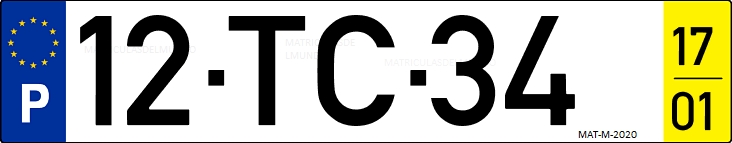 Matrícula de coche de Portugal con matrícula TC