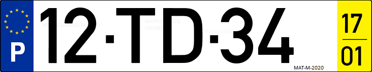 Matrícula de coche de Portugal con matrícula TD