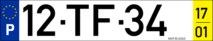 Matrícula de coche de Portugal con matrícula TF