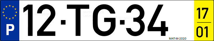 Matrícula de coche de Portugal con matrícula TG