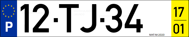 Matrícula de coche de Portugal con matrícula TJ