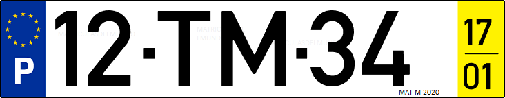 Matrícula de coche de Portugal con matrícula TM