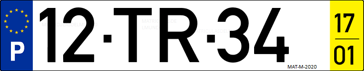 Matrícula de coche de Portugal con matrícula TR