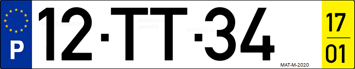 Matrícula de coche de Portugal con matrícula TT