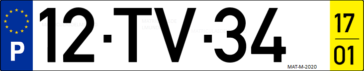 Matrícula de coche de Portugal con matrícula TV