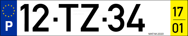 Matrícula de coche de Portugal con matrícula TZ