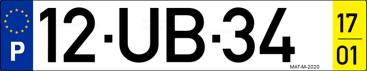 Matrícula de coche de Portugal con matrícula UB