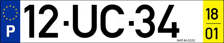 Matrícula de coche de Portugal con matrícula UC