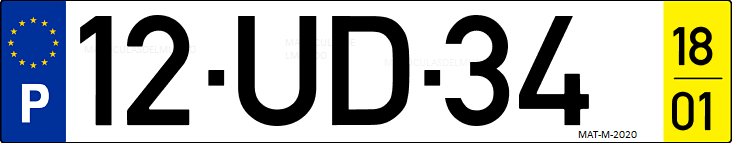 Matrícula de coche de Portugal con matrícula UD