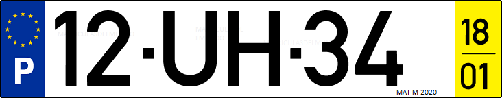 Matrícula de coche de Portugal con matrícula UH