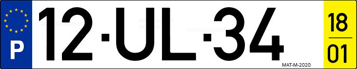 Matrícula de coche de Portugal con matrícula UL