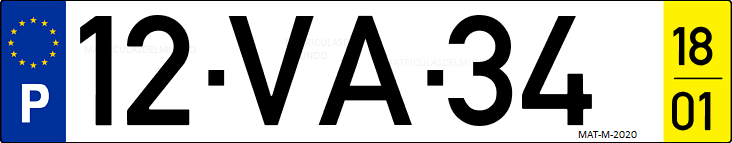 Matrícula de coche de Portugal con matrícula VA