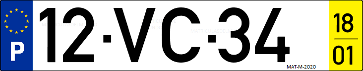 Matrícula de coche de Portugal con matrícula VC