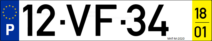 Matrícula de coche de Portugal con matrícula VF