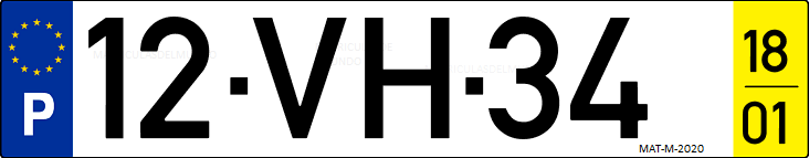 Matrícula de coche de Portugal con matrícula VH