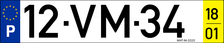 Matrícula de coche de Portugal con matrícula VM