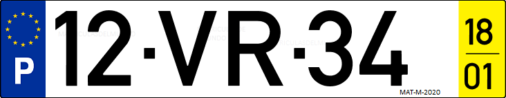 Matrícula de coche de Portugal con matrícula VR