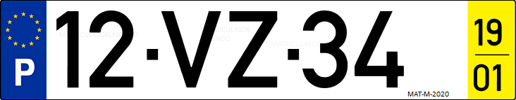 Matrícula de coche de Portugal con matrícula VZ