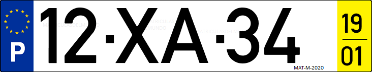 Matrícula de coche de Portugal con matrícula XA