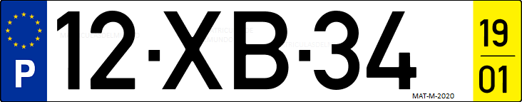 Matrícula de coche de Portugal con matrícula XB