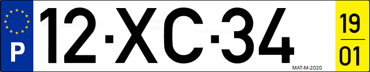 Matrícula de coche de Portugal con matrícula XC