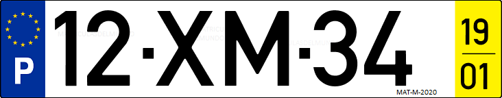 Matrícula de coche de Portugal con matrícula XM