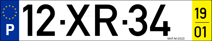 Matrícula de coche de Portugal con matrícula XR