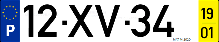 Matrícula de coche de Portugal con matrícula XV