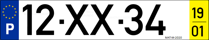 Matrícula de coche de Portugal con matrícula XX