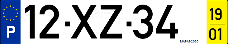 Matrícula de coche de Portugal con matrícula XZ