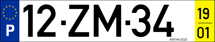 Matrícula de coche de Portugal con matrícula ZM