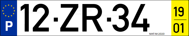 Matrícula de coche de Portugal con matrícula ZR